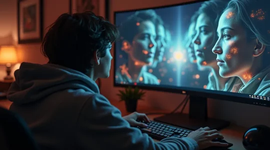 Illustration d'une personne regardant un reflet de ses choix ludiques révélant différentes facettes de sa personnalité