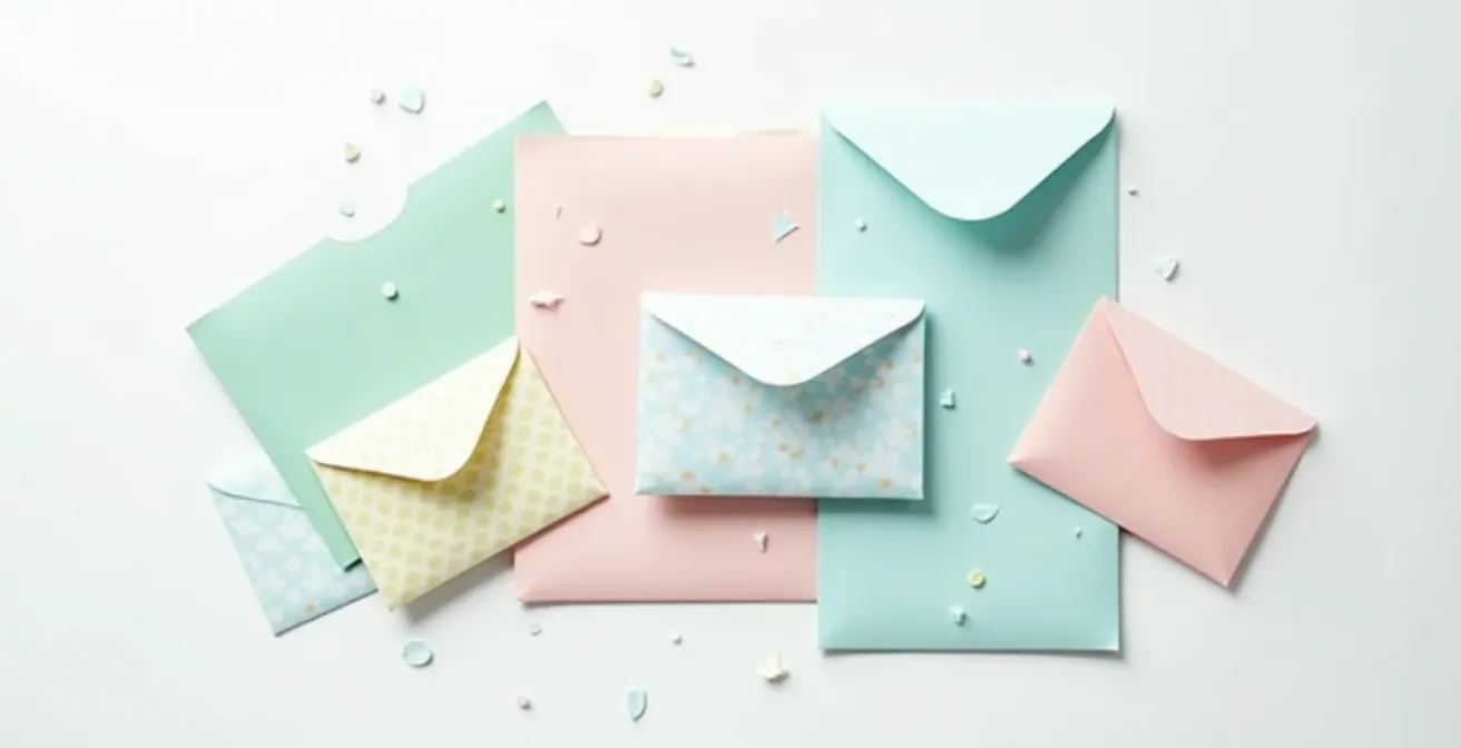 Composition artistique représentant le concept d'enveloppes virtuelles pour organiser son budget